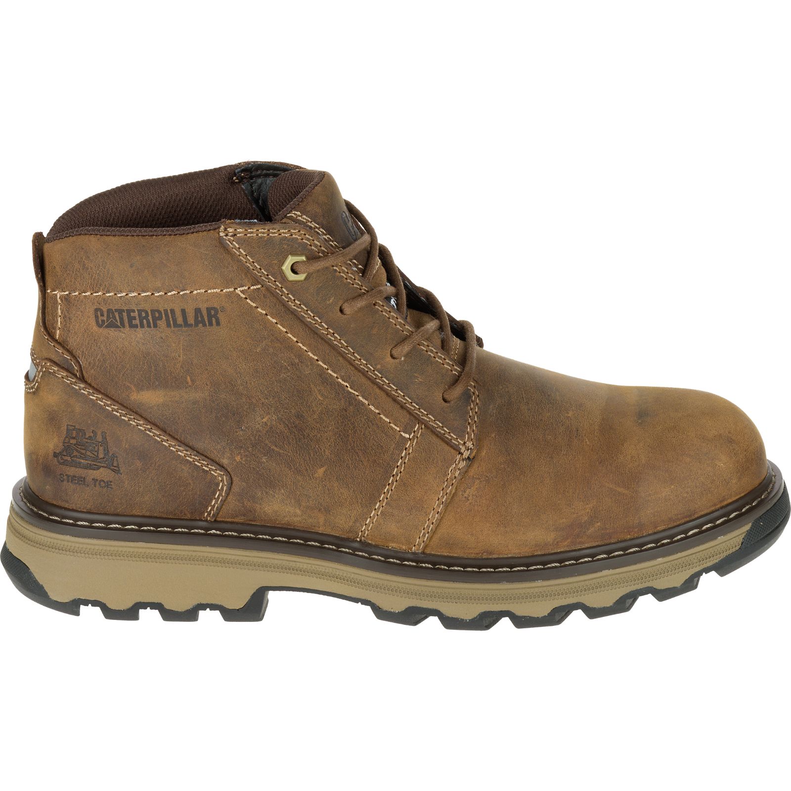 Caterpillar Boots South Africa - Cat Men's Parker Steel Toe S1p Hrc Sra Work Boots Dark Beige MV5143780